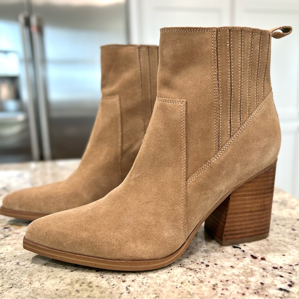 Marc Fisher "Marela" Camel Suede Ankle Booties